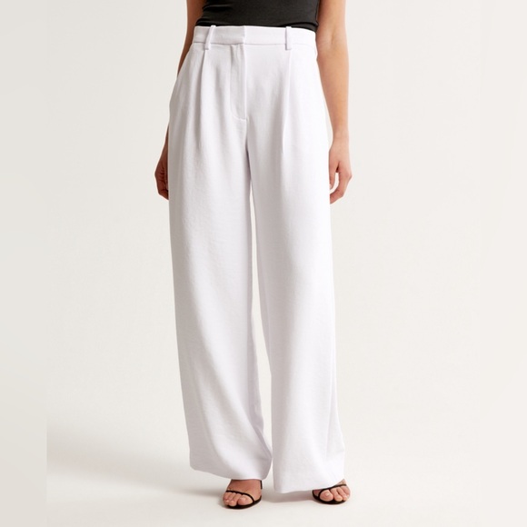 NWT A&F CURVE LOVE white crepe pants - Picture 2 of 4